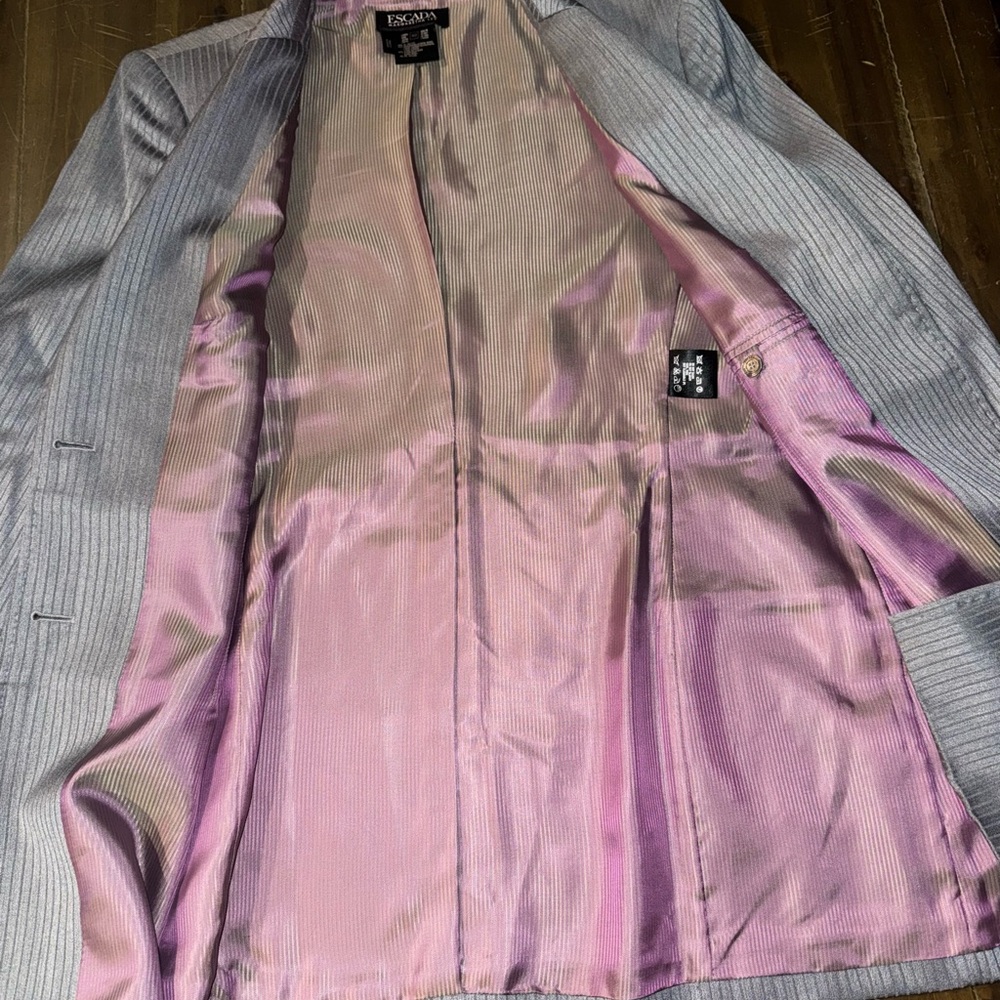 Vintage Escada Blazer, Dark Grey, Textured Long Jacket - Picture 8 of 8